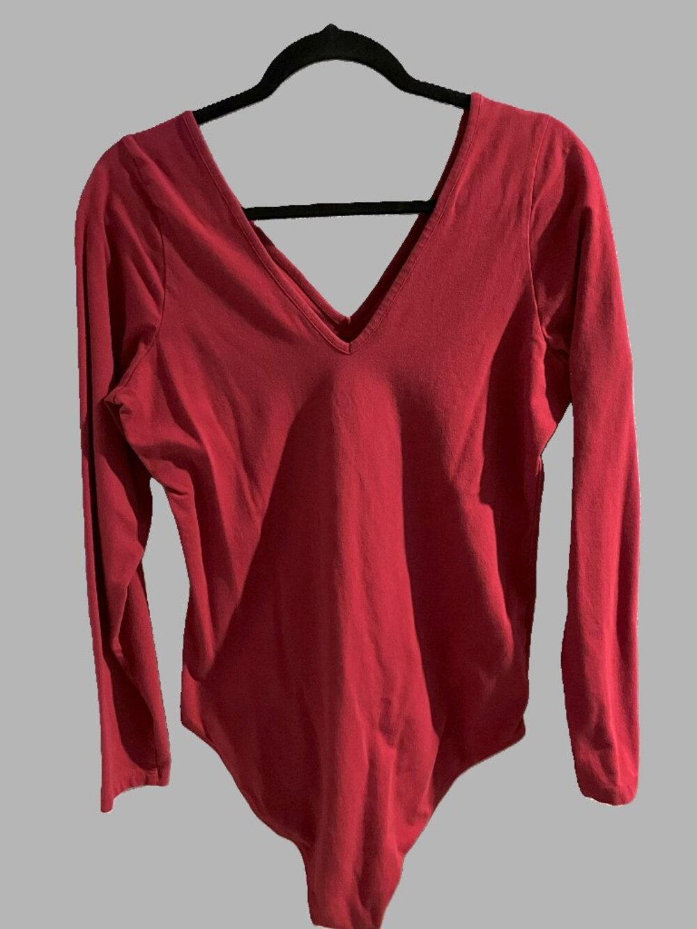 Torrid Size 1 (14-16) Red Long Sleeve V-Neck Bodysuit Snap Crotch